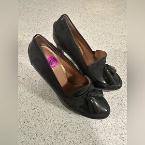 Coach Alesia Stylish Black Women's Loafer Tassel Heels Y2K 8.5